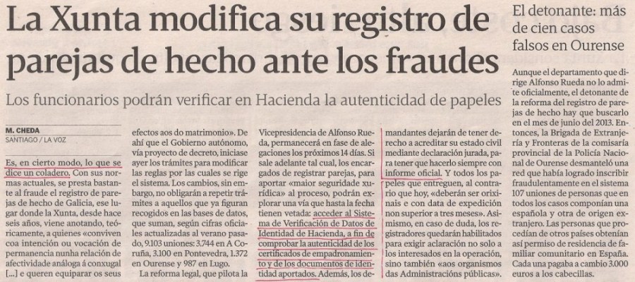 2014-02-12- La Voz de G- Registro de parejas de hecho