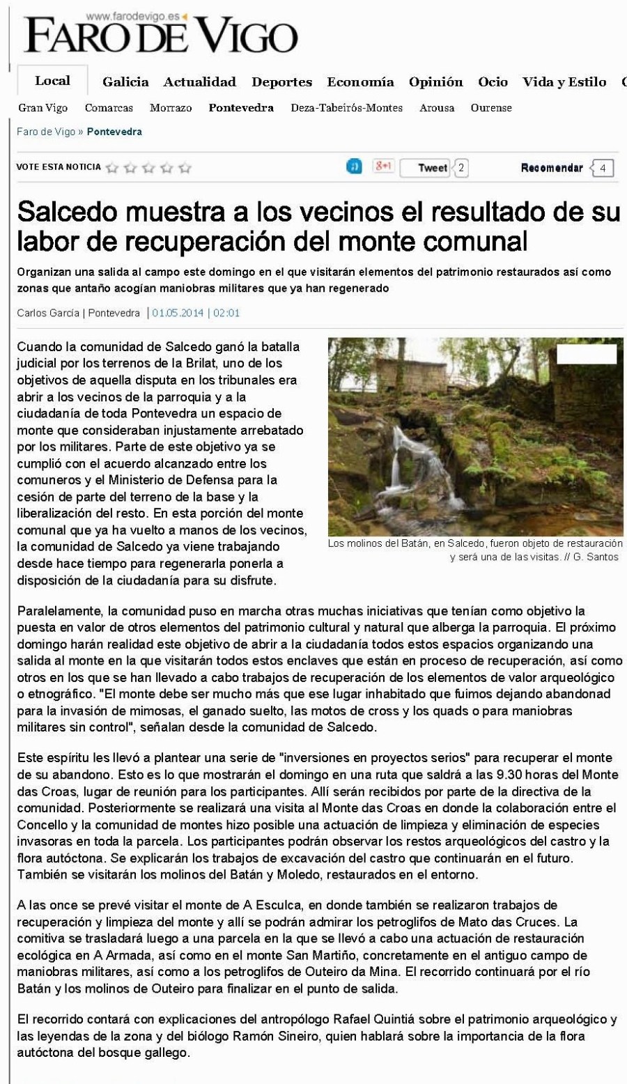 Salcedo muestra a los vecinos el resultado de su labor de recuperación del monte comunal - Faro de Vigo_Página_1