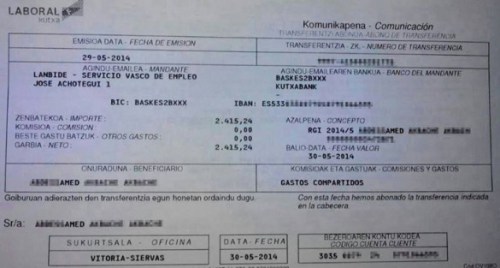 Importe mensual de ayudas cobradas por un inmigrante.