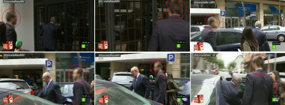 Capturas de la Sexta en las que se puede ver al escolta de Rodrigo Rato, pagado por el Ministerio del Interior