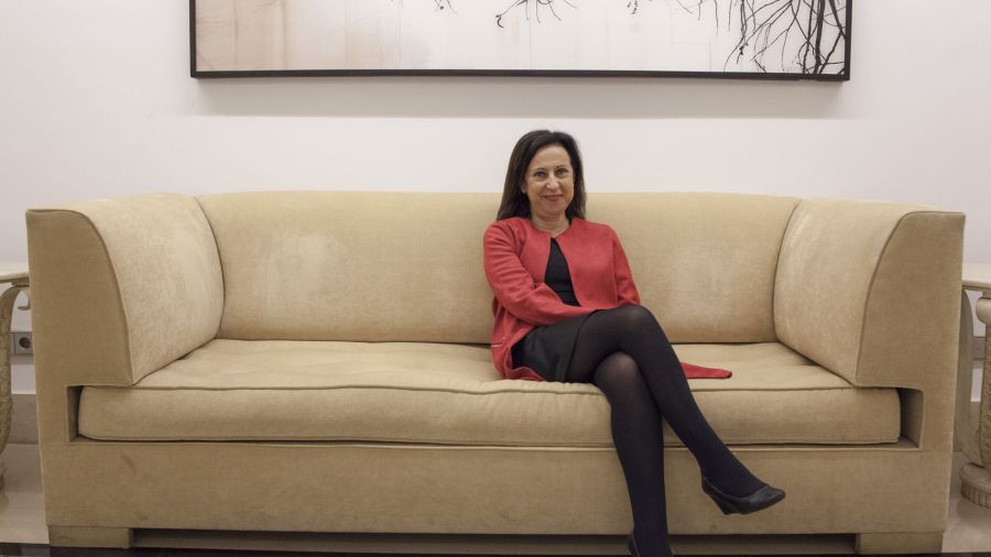 Margarita Robles, tras la entrevista.