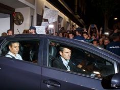 Pedro Sánchez durante una de sus salidas de la sede de Ferraz antes de su dimisión.